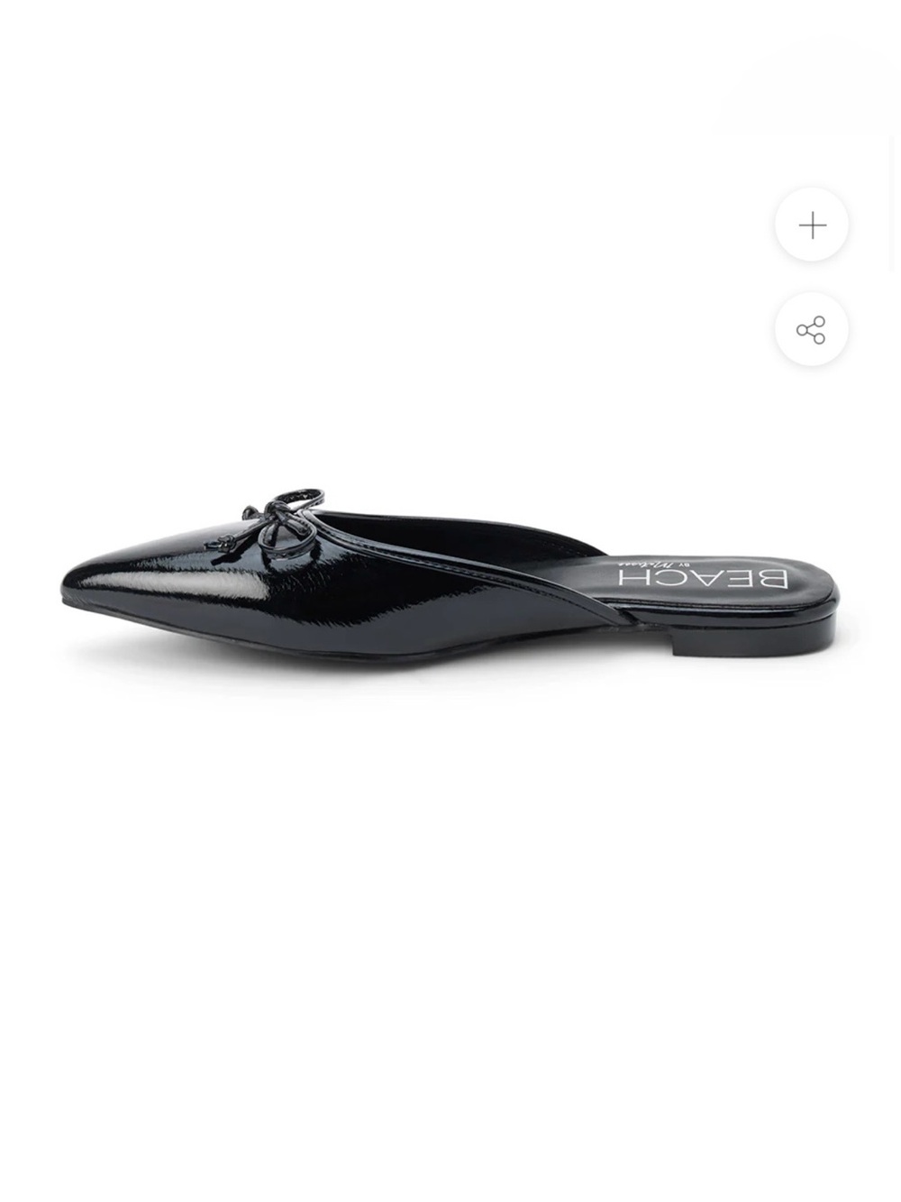 Beach by Matisse Black Patent Pointed Toe Mule with Knot